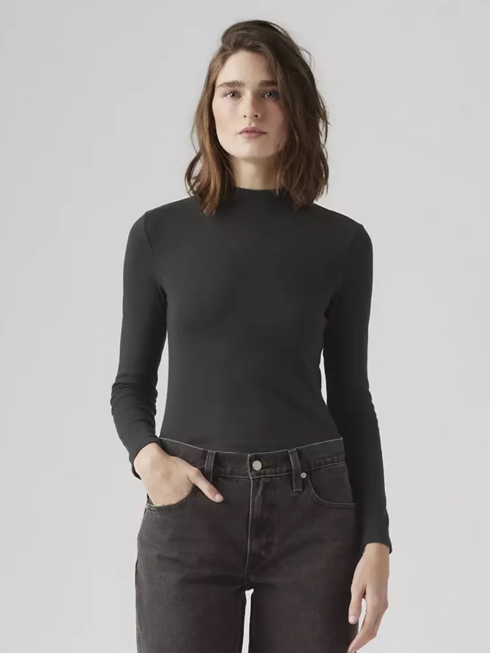 Levi's Black Mock Neck Long Sleeve Top Size S
